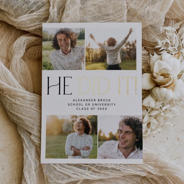 Moderne Fete Gold Foil er tat es Foto Abschluss Folieneinladung (Von Creator hochgeladen)