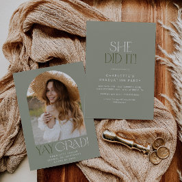 Moderne Fete Green sie tat es Foto Arch Abschluss Einladung