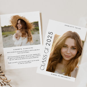 Moderne Fete Minimal Class 2024 Foto Abschluss Ankündigung