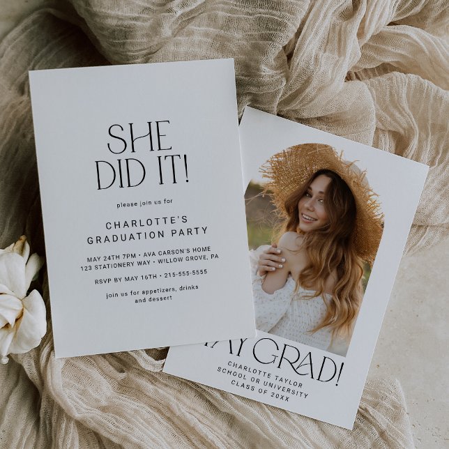 Moderne Fete Sie machte es Foto Arch Graduation Pa Einladung (Von Creator hochgeladen)