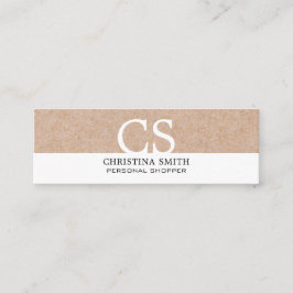 Moderne, fett bedruckte Monogramm-Kraft, weiß Mini Visitenkarte