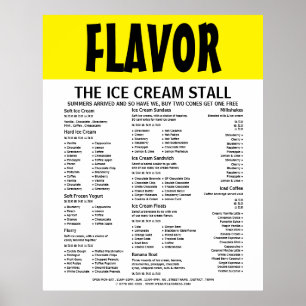 Moderne Fett, Eisdiele Speisekarte Poster