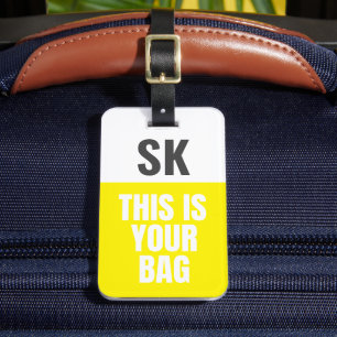 Moderne fett gelbe benutzerdefinierte Initialen Gepäckanhänger