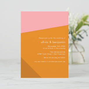 Moderne, fett geometrisch rosa Burnt Orange Weddin Einladung