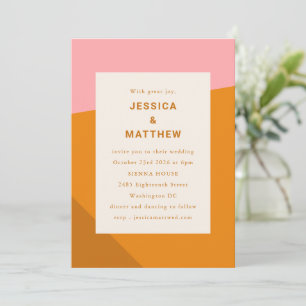 Moderne, fett geometrisch rosa Burnt Orange Weddin Einladung