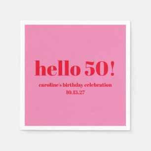 Moderne fett leuchtend rosa rot 50. Geburtstag ind Serviette