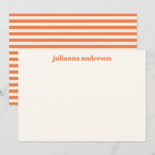 Moderne fett orange Streifen Personalisierter Name Mitteilungskarte