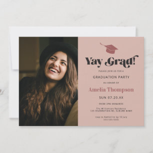 Moderne, fett rosa Foto Graduation Party Einladung