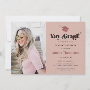 Moderne, fett rosa Foto Graduation Party Einladung