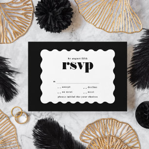 Moderne, fett skalierte Schwarz-weiße Hochzeit an  RSVP Karte