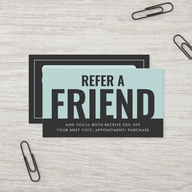 Moderne, fett und einfach Empfehlen eines Freundsc Visitenkarte (Vorderseite/Rückseite Beispiel)