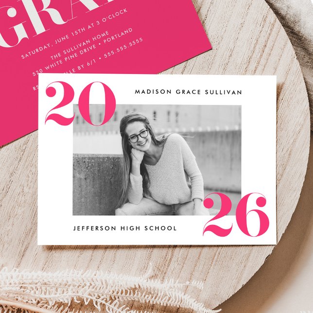 Moderne, fette 2025-Foto-Graduationspartei in Hot  Einladung (Von Creator hochgeladen)