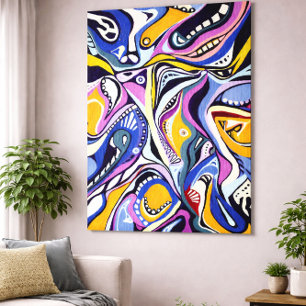 Moderne Fette Abstrakte Wandmalerei Farbige Wirbel Leinwanddruck