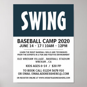 Moderne fette, Baseball Camp-Werbung Poster