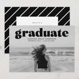 Moderne, fette Black Overlay Foto Graduation Party Einladung