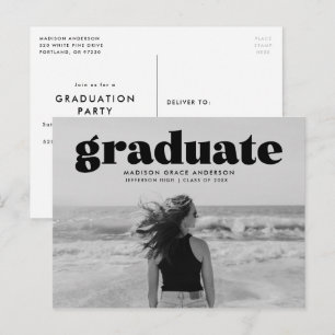 Moderne, fette Black Overlay Foto Graduation Party Postkarte