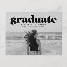 Moderne, fette Black Overlay Foto Graduation Party Postkarte