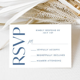 Moderne fette blaue Typografie Hochzeit RSVP Karte