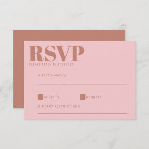 Moderne, fette Buchstabierung Terracotta Rosa Hoch RSVP Karte