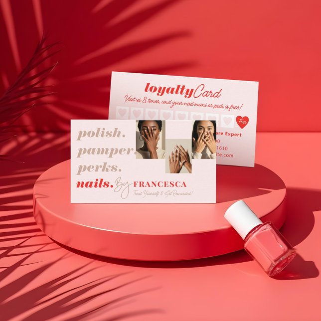 Moderne fette Fotomontage Nägel von Schönheitssalo Treuekarte (Modern Bold Photo Collage Nails By Beauty Salon Loyalty Card)
