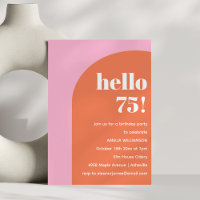 Moderne Fette Geometrische Rosa Orange 75. Geburts