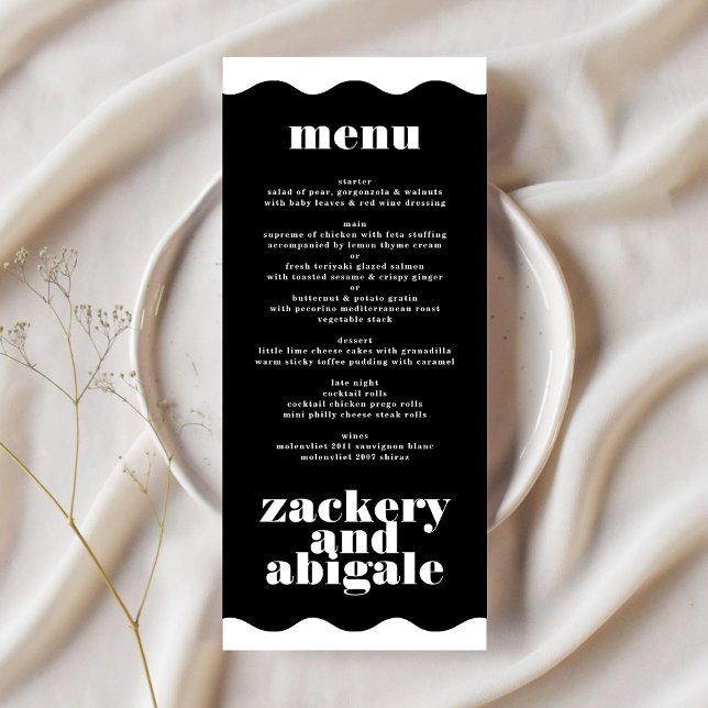 Moderne fette, Gerahmte Border White Black Wedding Menükarte (Von Creator hochgeladen)