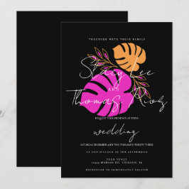 Moderne fette, helle, tropisch-rosa Orangefarbene Einladung