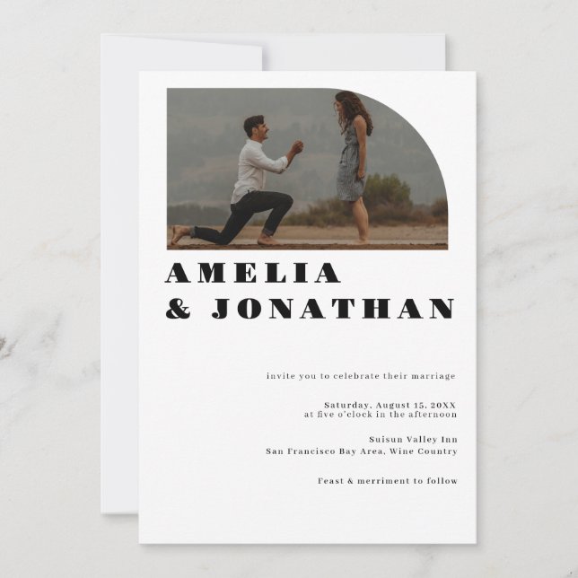 Moderne fette Hochzeit | Boho Arch Foto Einladung (Vorderseite)