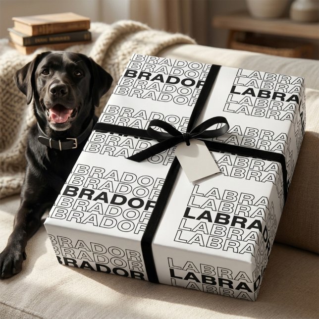 Moderne, fette Labrador-Typografie-Grafik  Geschenkpapier (Von Creator hochgeladen)