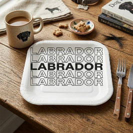 Moderne, fette Labrador-Typografie-Grafik  Pappteller