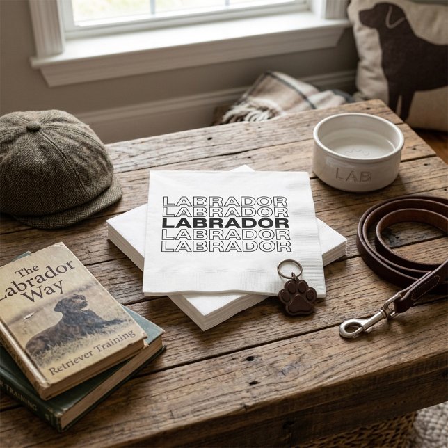 Moderne, fette Labrador-Typografie-Grafik  Serviette (Von Creator hochgeladen)