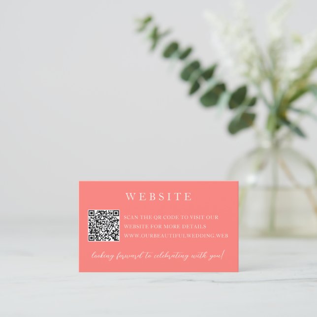 Moderne Fette Lebendige Koralle Einfache QR-Code-H Begleitkarte (Stehend Vorderseite)