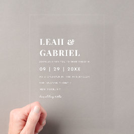 Moderne fette Minimal Foto Monogram Wedding Acryleinladungen