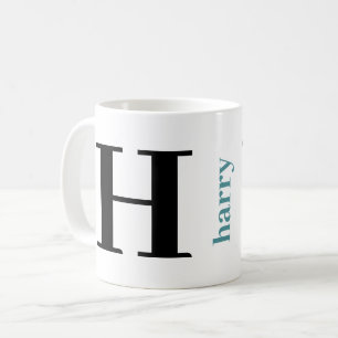 Moderne fette Monogramm Name Aquamarin Black Coffe Kaffeetasse