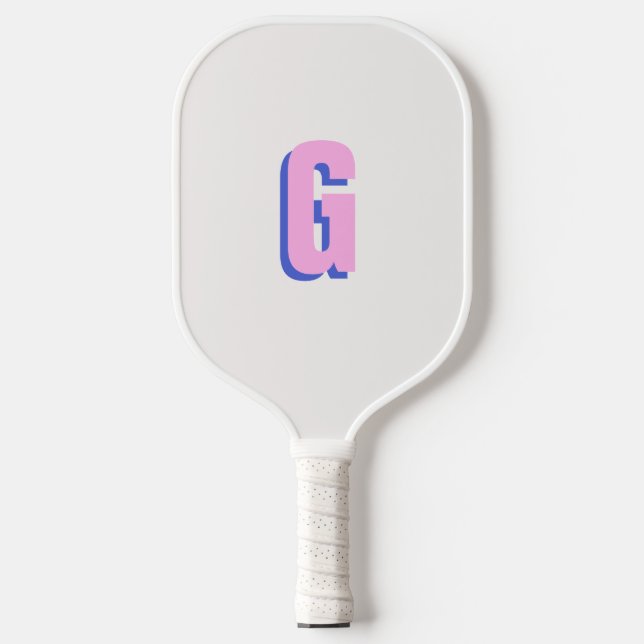 Moderne, fette, monogrammierte rosa und blaue  pickleball schläger (Vorderseite)