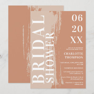Moderne, fette Namen Terracotta earth Brautparty Einladung