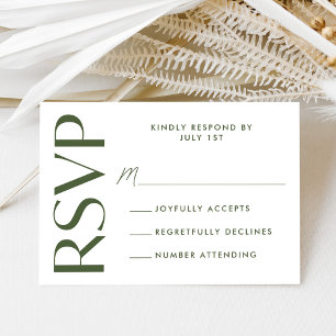 Moderne Fette Olivgrüne Typografie Hochzeit RSVP Karte