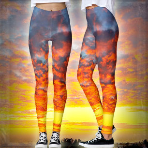 Moderne fette orange gelbe Sonnenuntergänge Foto c Leggings