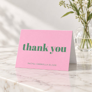 Moderne Fette Pink Grüne Personalisierte Bat Mitzv Dankeskarte