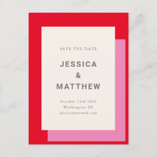 Moderne Fette Pink-Rote Hochzeit Save The Date Postkarte