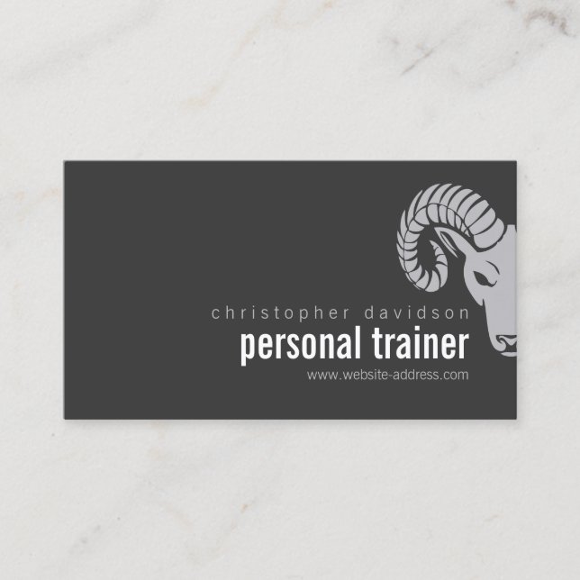 Moderne, fette Rams Head Offset Business Card Visitenkarte (Vorderseite)