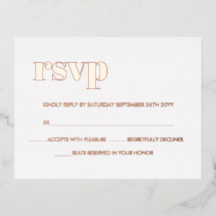 Moderne Fette Retro-Buchstaben REAL Roségold RSVP Folie Einladungspostkarte
