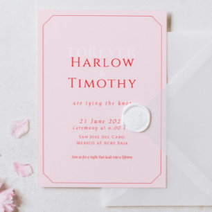 Moderne, fette, rosa, rote Schrift Hochzeit Einladung