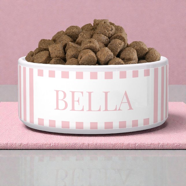 Moderne, fette rosa Streifen Muster Minimal Hund H Napf (Modern Bold Pink Stripes Pattern Minimal Dog Pet Bowl)