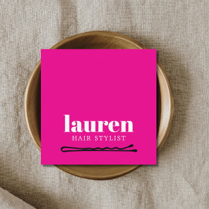 Moderne, fette rosa weiße schwarze fette Haarklemm Quadratische Visitenkarte