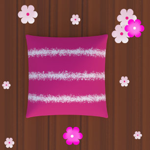 moderne, fette rosa-weiße Sprenkelstreifen-Muster Kissen
