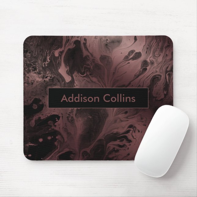 Moderne, fette Rose Gold & Black Marble Name Mousepad (Mit Mouse)