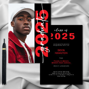 Moderne fette rote Typografie-Grad-Ankündigung Einladung