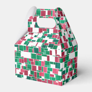 Moderne, fette, rote und grüne Weihnachts-Mondrian Geschenkschachtel