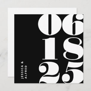 Moderne fette, schwarze Big Date Wedding Save The Date